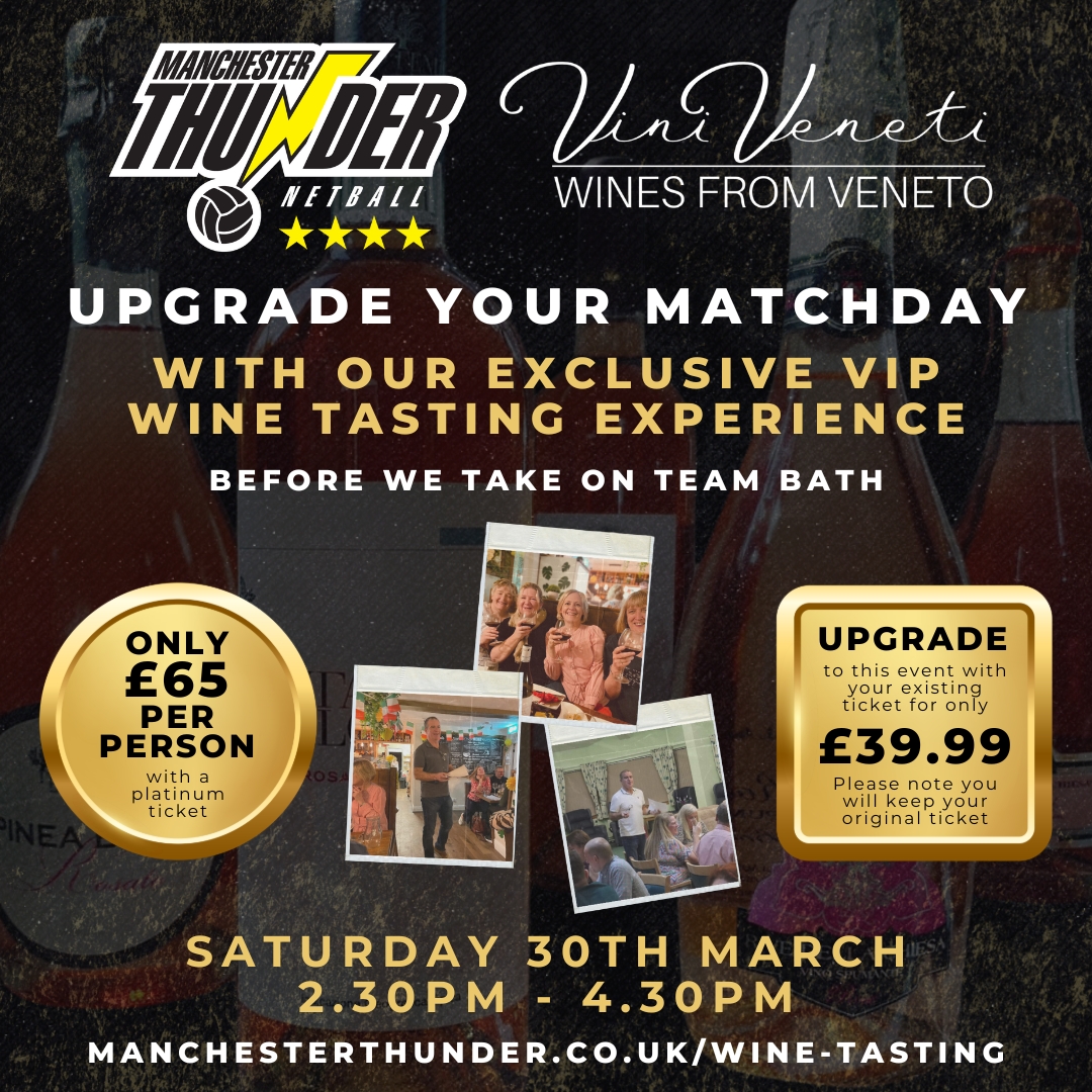 🍷 We have some VERY LIMITED spaces available for tomorrow's VIP #winetasting experience, courtesy of our official #wine partners Vini Veneti 🍾 Book your place including a Platinum ticket to watch us play Team Bath for only £65 ➡️ bit.ly/thunder-vs-bath If you've already got…