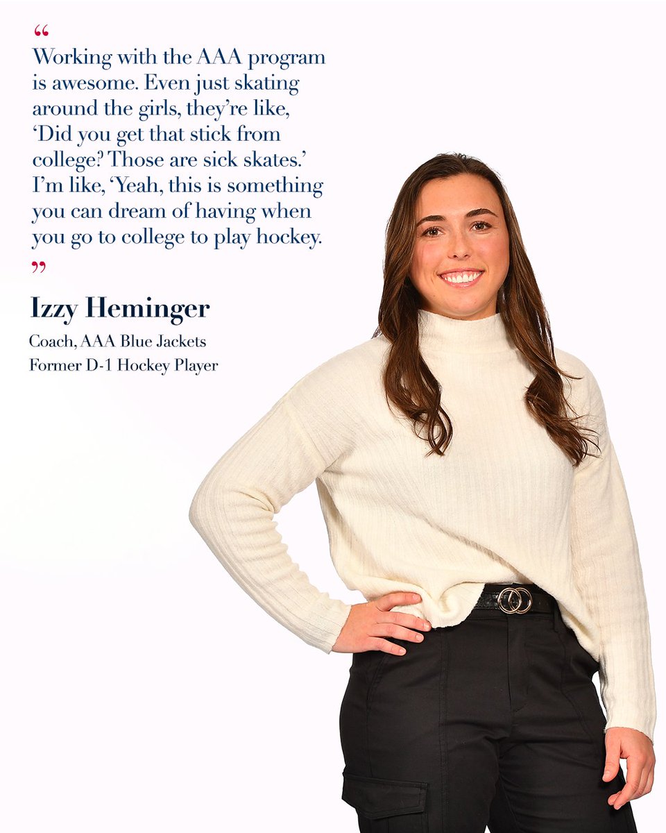 BlueJacketsNHL's tweet image. Growing up in Central Ohio, @isabelheminger was in love with hockey and determined to play in college.

After four seasons with @PennStateWHKY, she has returned home to help other girls achieve the same success.

📝 BlueJackets.com/WomenInHockey

@BreadFinancial | #CBJ