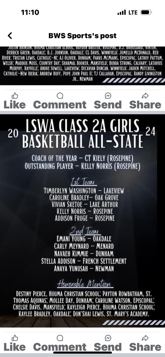 Proud to receive first team all state.