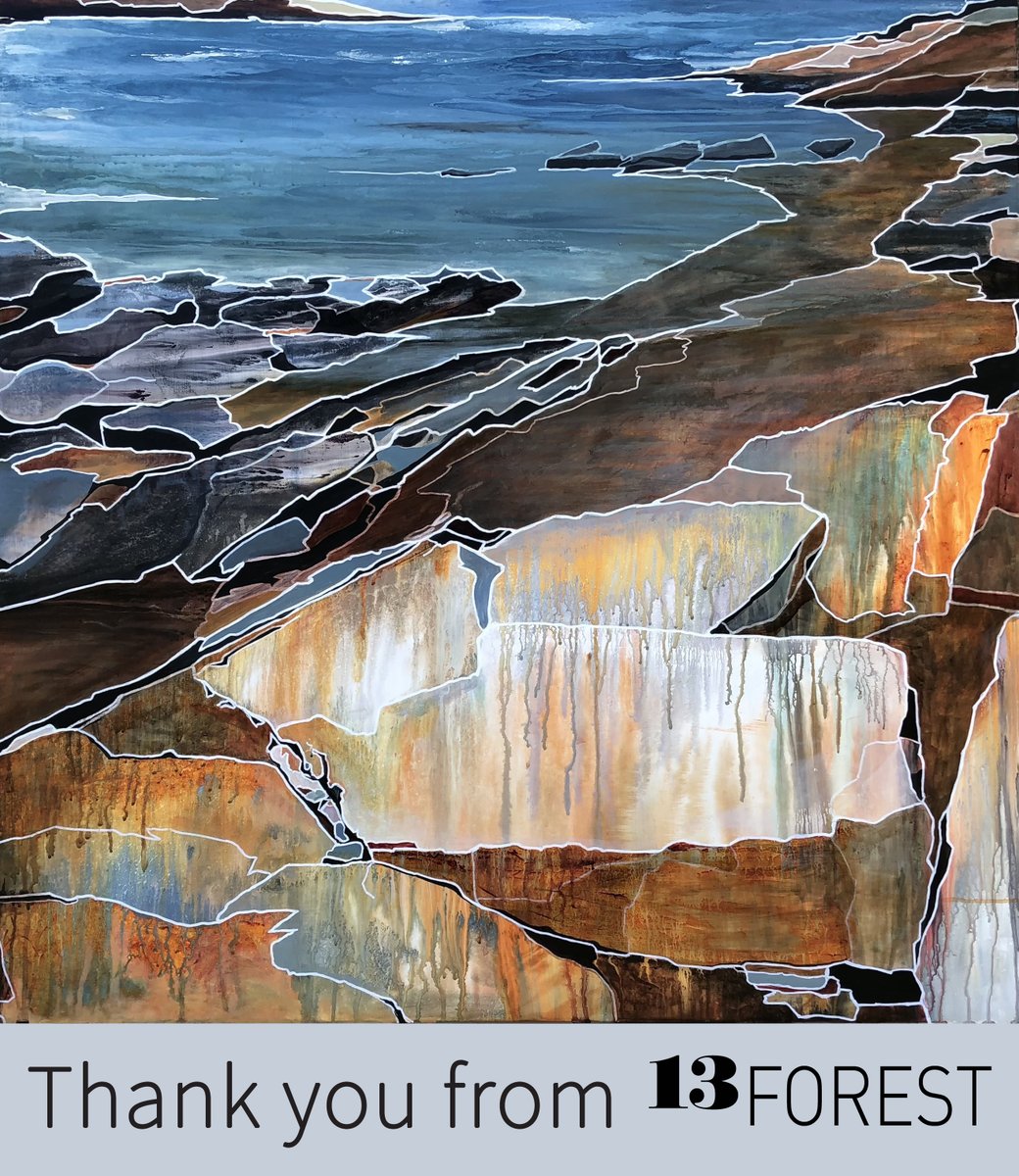 Only two days left to use your Thank You Program benefit! We'll be here until 6 today 3/29 and from 11-6 tomorrow 3/30. Shannon Slattery, After the Rain, acrylic on Masonite 13forest.com/thankyou