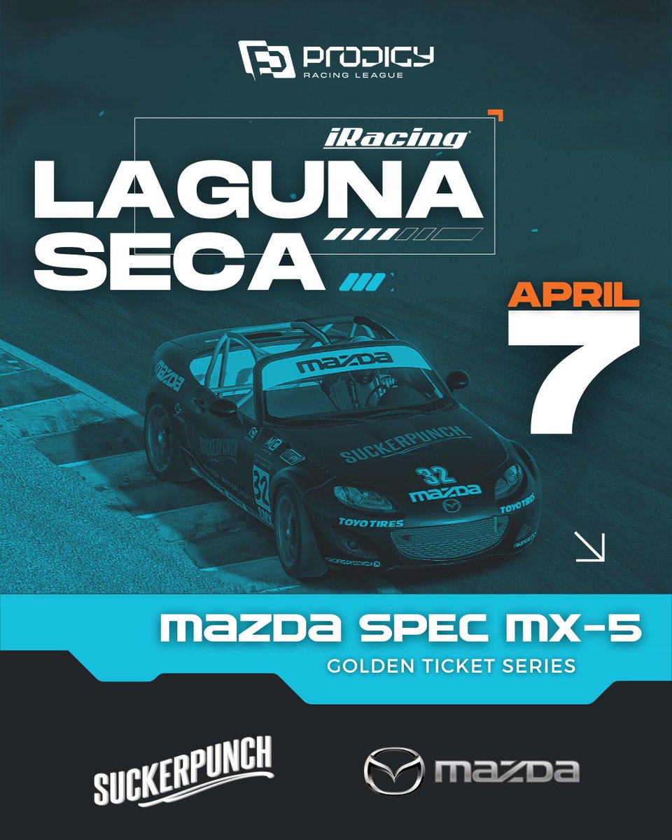 Two big announcements today: 1) So hyped for Week 7 @VIRNow, starting today at 4PM ET on @iRacing 👀🔥 2) Next week we’ve got the Finals of the Mazda @SpecMX5Racing Golden Ticket Series coming up on April 7th @WeatherTechRcwy and it’s going to be MASSIVE (3 Prodigy Pass…