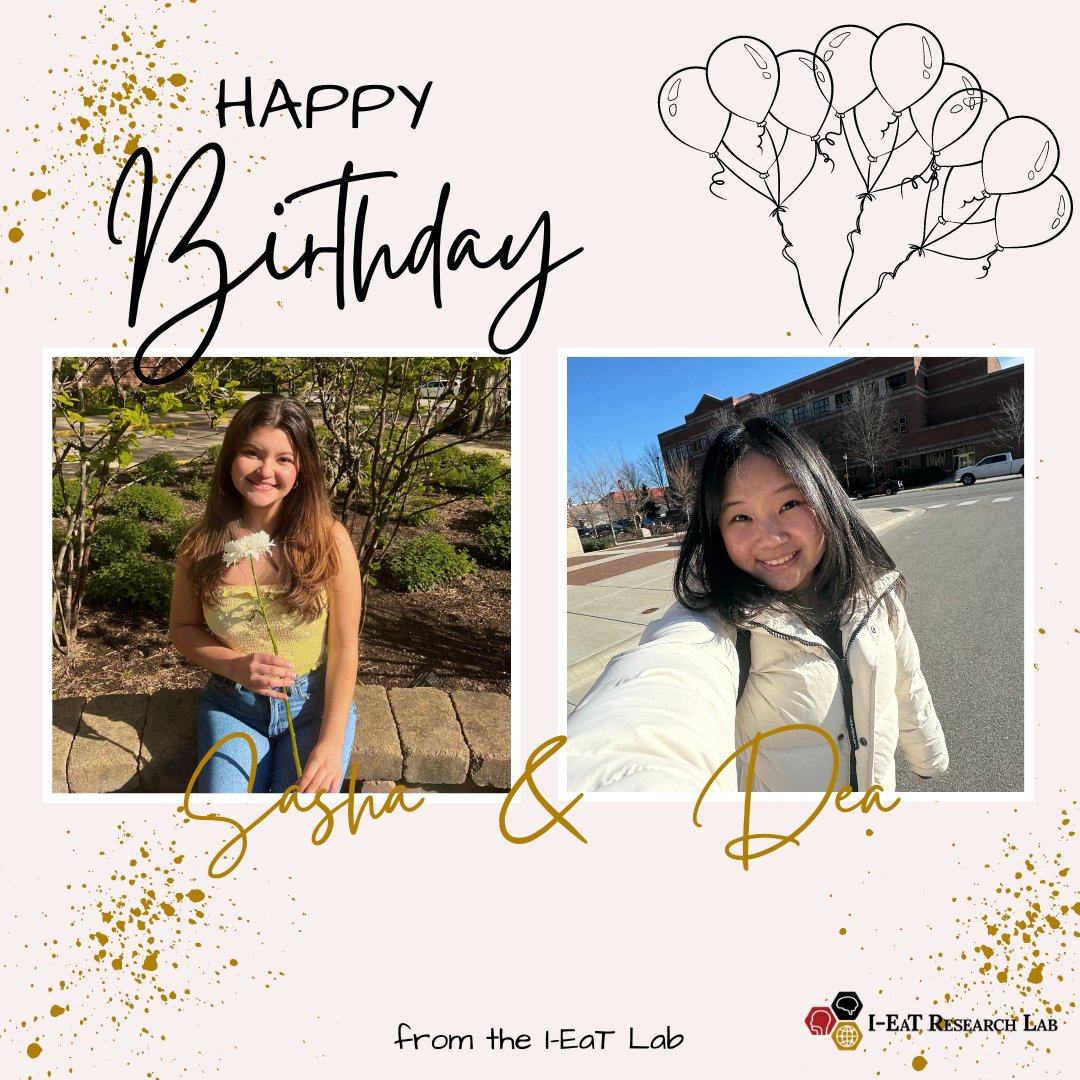 Today we celebrate the lab's March birthdays! Happy birthday to our two amazing undergrad research assistants, Sasha and Dea! We are so grateful for all your work in the lab and are so proud of all your achievements! @PurdueSLHS @PurdueHHS