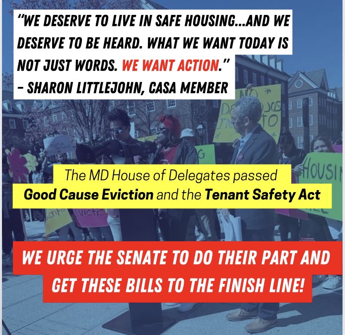 With only a few days left before the end of the 2024 MDGA session, we call on the Senate to protect renters by passing HB1117, the Tenant Safety Act an HB477, Good Cause.

Express your support for these here: actionnetwork.org/letters/tell-t… #MDGA24 <a href="/MDSenate/">MD Senate Democrats</a>