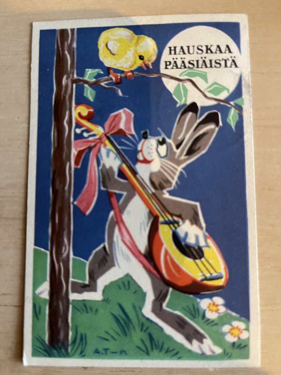 Hauskaa pääsiäistä! 🐣🐥🐰🌿 
Kuvan kortin on lähettänyt Kuopiosta Salmelle Toini vuonna 1935 #vanhapostikortti #pääsiäiskortti