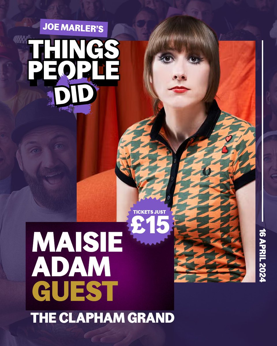 ⭐️ Guest announcement: @MaisieAdam ⭐️ Maisie is joining us for Things People Did - our live podcast where we ask comedians all about what they did before they were famous! 🎟 £15.05 link.dice.fm/m3639db68db0?d… 📆 Tuesday 16 April 📍 @TheClaphamGrand