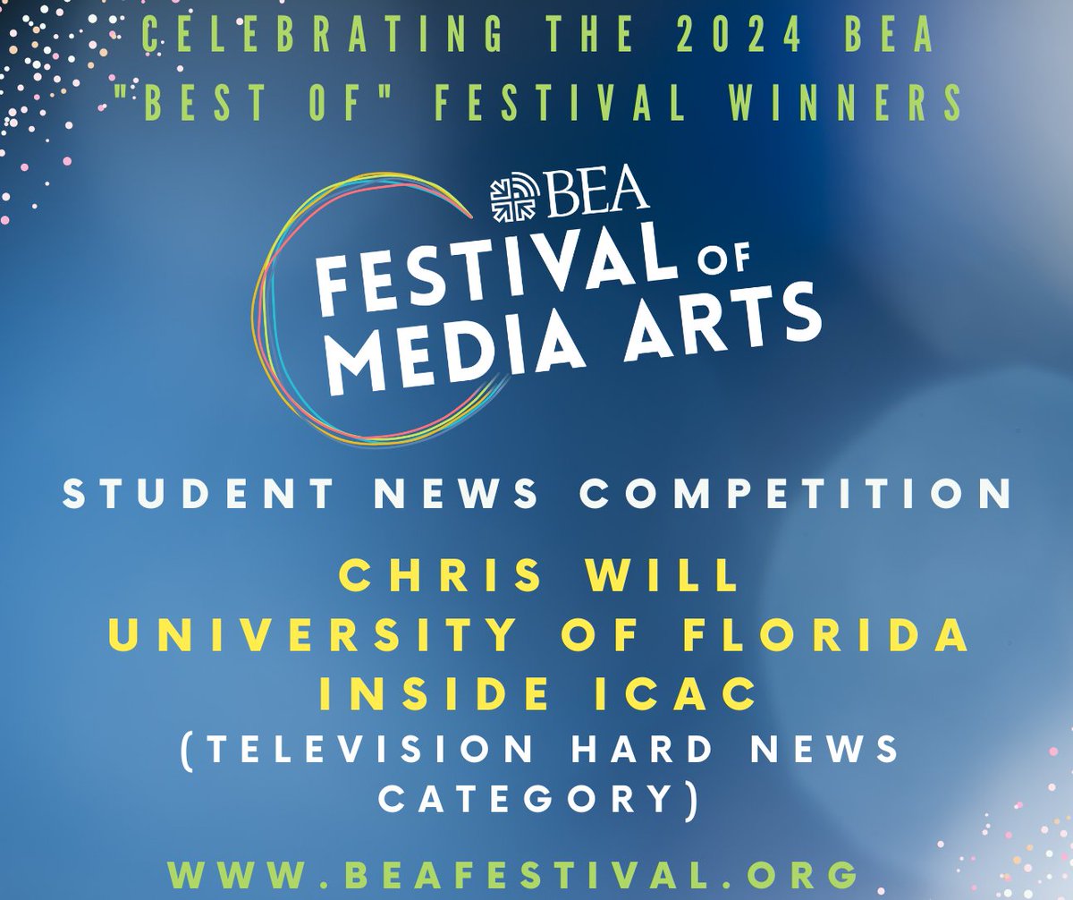 Looking forward to celebrating this year’s #BEAfestival Student News Competition winner Chris Will, @uflorida at #BEAvegas this April! sched.co/1ZEtO