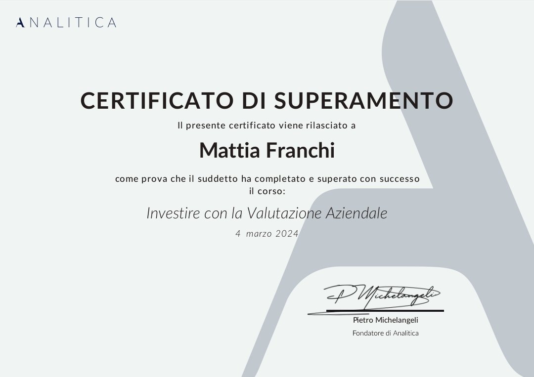 Mattiafr_net's tweet photo. Questa per me è una grande soddisfazione.

 #investment #investments #mercati #market #Markets #Finance #stocks #invest #investor #investors #Trader #Traders #trading https://t.co/3QX3lI3tkr