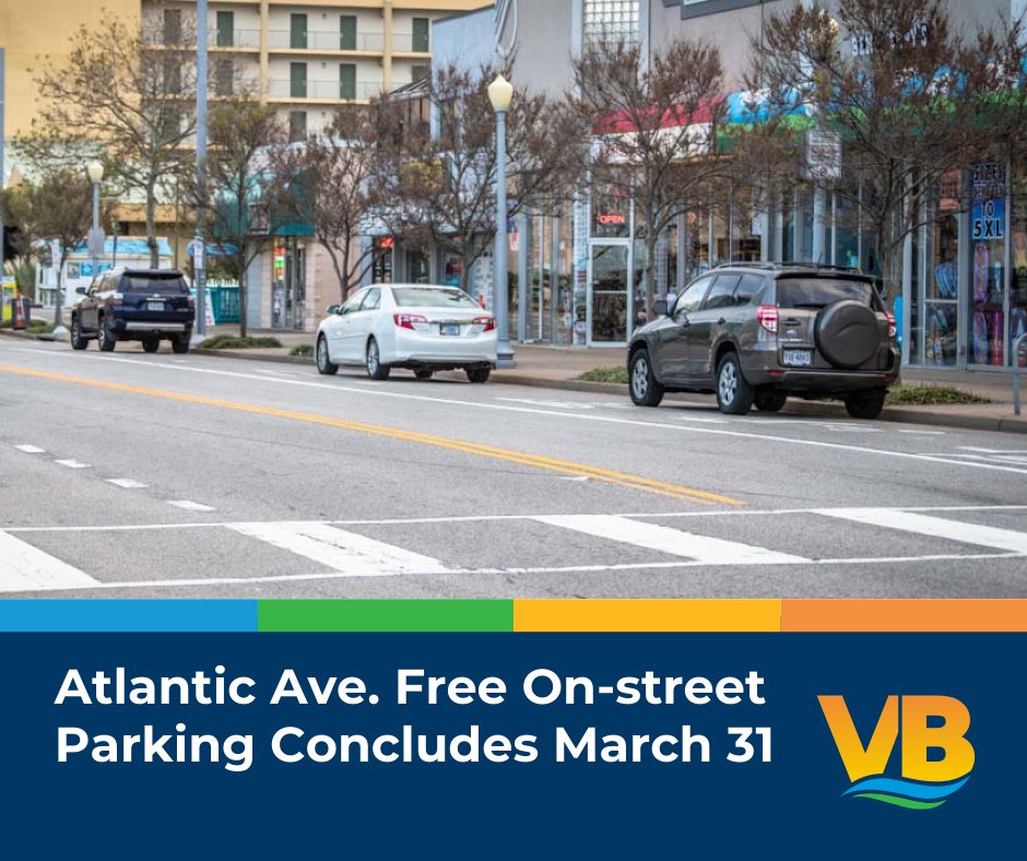 PARKING UPDATE: Free parking available during the shoulder season concludes March 31. Daily parking rates are now $2 per hour at municipal parking garages, surface lots, and meters in the Resort Area except during peak parking times. More info at pw.virginiabeach.gov/city-property/….