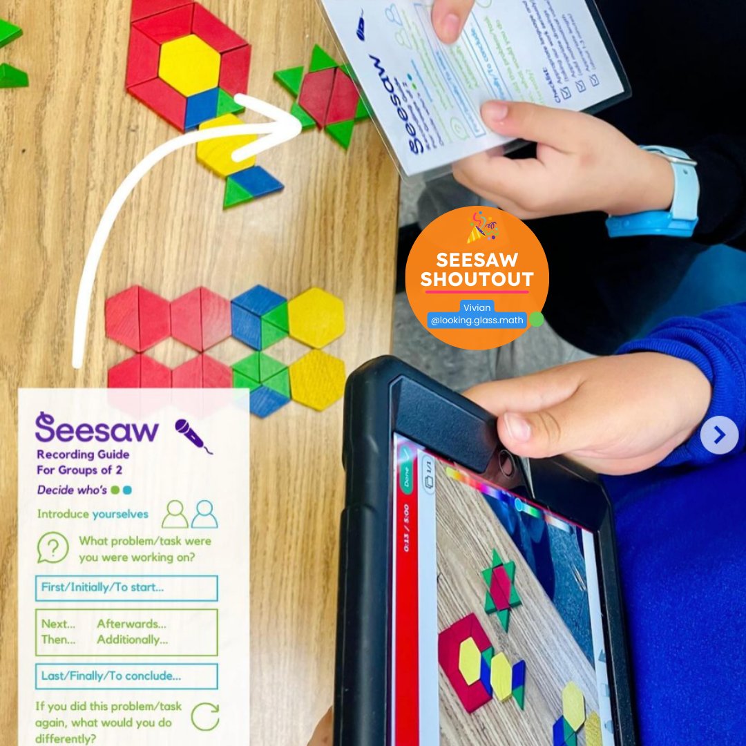 🎊 Seesaw Shout-Out to Vivian for sharing how she implemented 'Recording Guides'!

Vivian (looking.glass.math on Instagram) said, "... I finally got around to making “Recording Guides” to support students with turn-taking, language, and professionalism..."