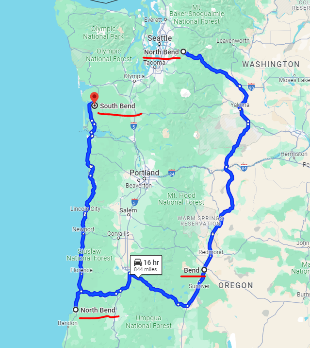 TownsUsa's tweet photo. it takes 16 hours to get from North Bend to Bend to North Bend to South Bend https://t.co/VrgYQVQcss