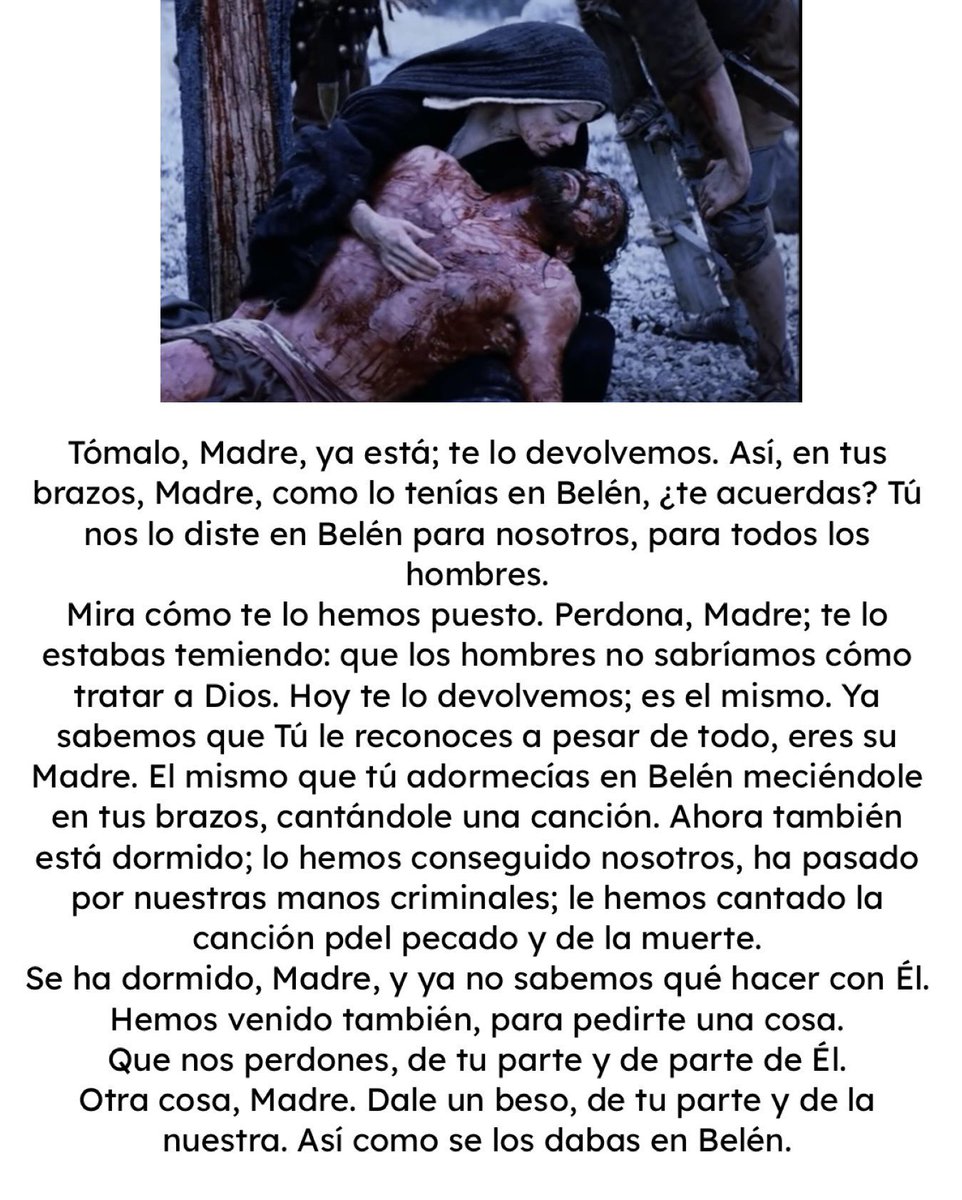 MarioDuarteGar's tweet photo. No olvidemos que fuimos nosotros y recordemos que Él lo hizo por nosotros.

"𝐌𝐢𝐫𝐚 𝐜ó𝐦𝐨 𝐭𝐞 𝐥𝐨 𝐡𝐞𝐦𝐨𝐬 𝐩𝐮𝐞𝐬𝐭𝐨. 𝐏𝐞𝐫𝐝𝐨𝐧𝐚 𝐌𝐚𝐝𝐫𝐞; 𝐭𝐞 𝐥𝐨 𝐞𝐬𝐭𝐚𝐛𝐚𝐬 𝐭𝐞𝐦𝐢𝐞𝐧𝐝𝐨: 𝐪𝐮𝐞 𝐥𝐨𝐬 𝐡𝐨𝐦𝐛𝐫𝐞𝐬 𝐧𝐨 𝐬𝐚𝐛𝐫í𝐚𝐦𝐨𝐬 𝐜ó𝐦𝐨 𝐭𝐫𝐚𝐭𝐚𝐫 𝐚 𝐃𝐢𝐨𝐬."