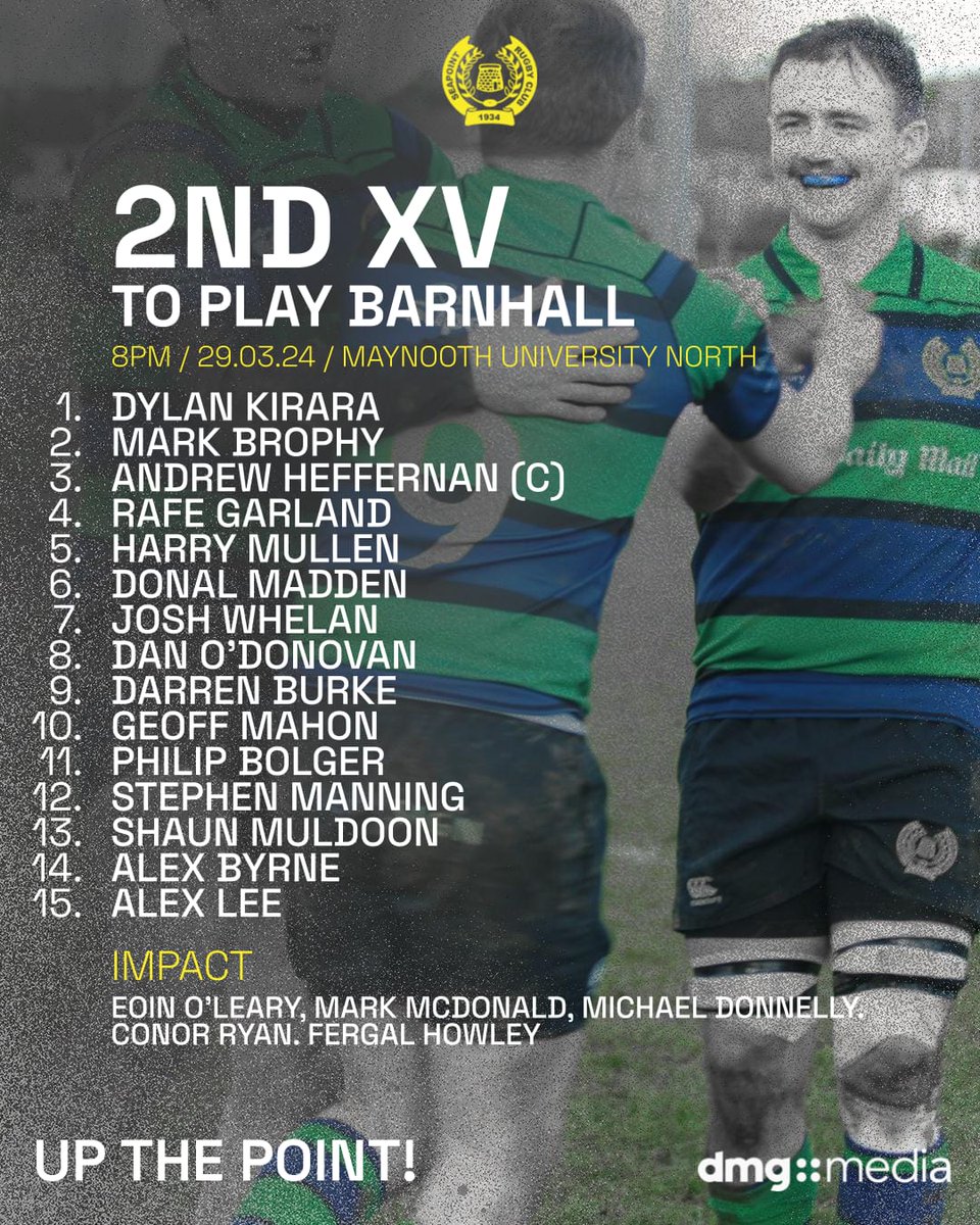 seapointrc's tweet photo. Tonight's lineup for the Moran Cup match away to Barnhall 🖤💙💚 https://t.co/X68ej7sa5g