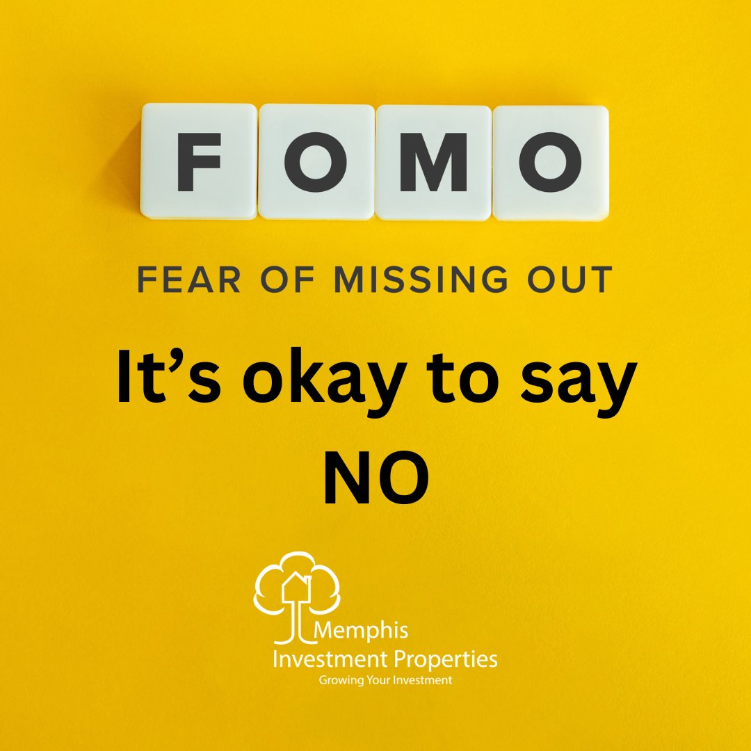 Ever felt like you missed out because you said 'no' to a deal? Turns out, sometimes the best moves are the ones you don't make. Here's the reality: jumping into every opportunity isn't always the smartest move. memphisinvestmentproperties.net #RealEstateInvesting #FOMO #InvestmentWisdom