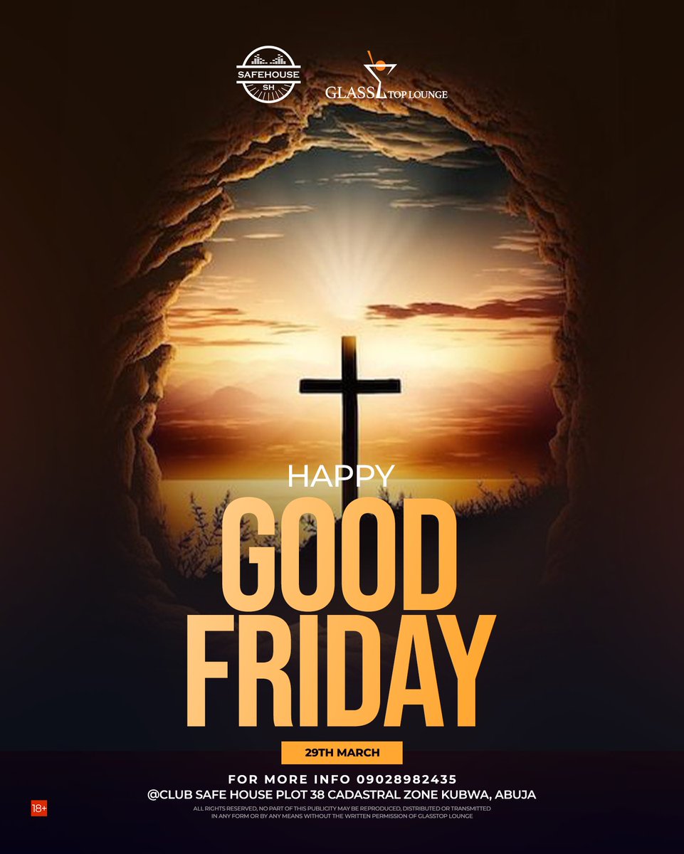 Wishing you all a blessed and joyful Good Friday from our hearts to yours! May this day be filled with love, reflection, and gratitude. 🌟 

GLASSTOP LOUNGE 
#GoodFriday #blessings