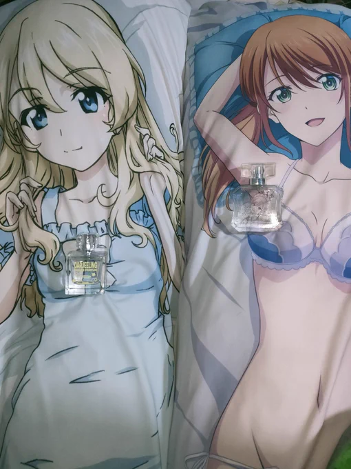 毎日ですが、オタノシミのハーレム寝タイム〜。無臭の抱き枕では物足りなくなるー。匂いフェチですから香水にぶっかけ(?)ますーwww。 