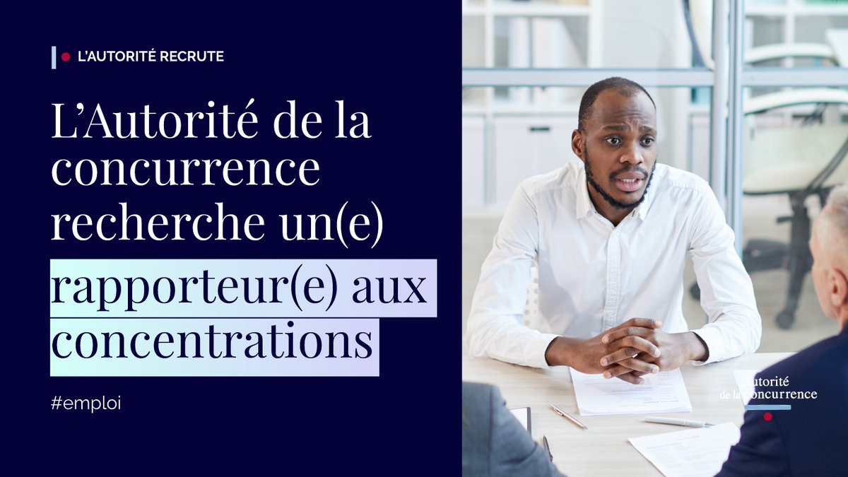 [Recrutement] Le service des concentrations de l'Autorité recrute un(e) rapporteur(e). ➡️ La fiche de poste est à consulter ici : autoritedelaconcurrence.fr/fr/page-riche/… ➡️ Date de fin des candidatures : 28 avril 2024 #adlc #emploi