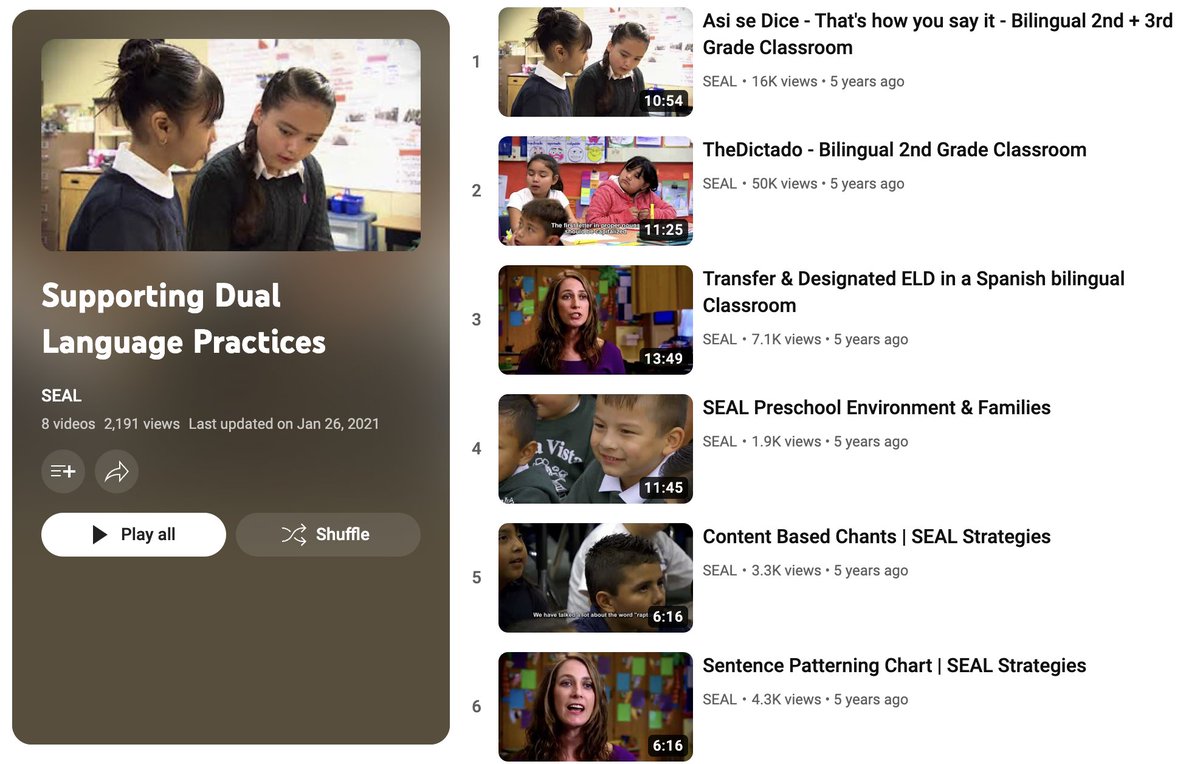SEALedEquity's tweet image. Looking for FREE video resources about Supporting Dual Language? We’ve got you covered! Our “Supporting Dual Language” playlist on YouTube is jam-packed with enriching videos right from our classrooms. bit.ly/3x3LdgT 

#SEALResources #SEALedEquity #EducatorResources