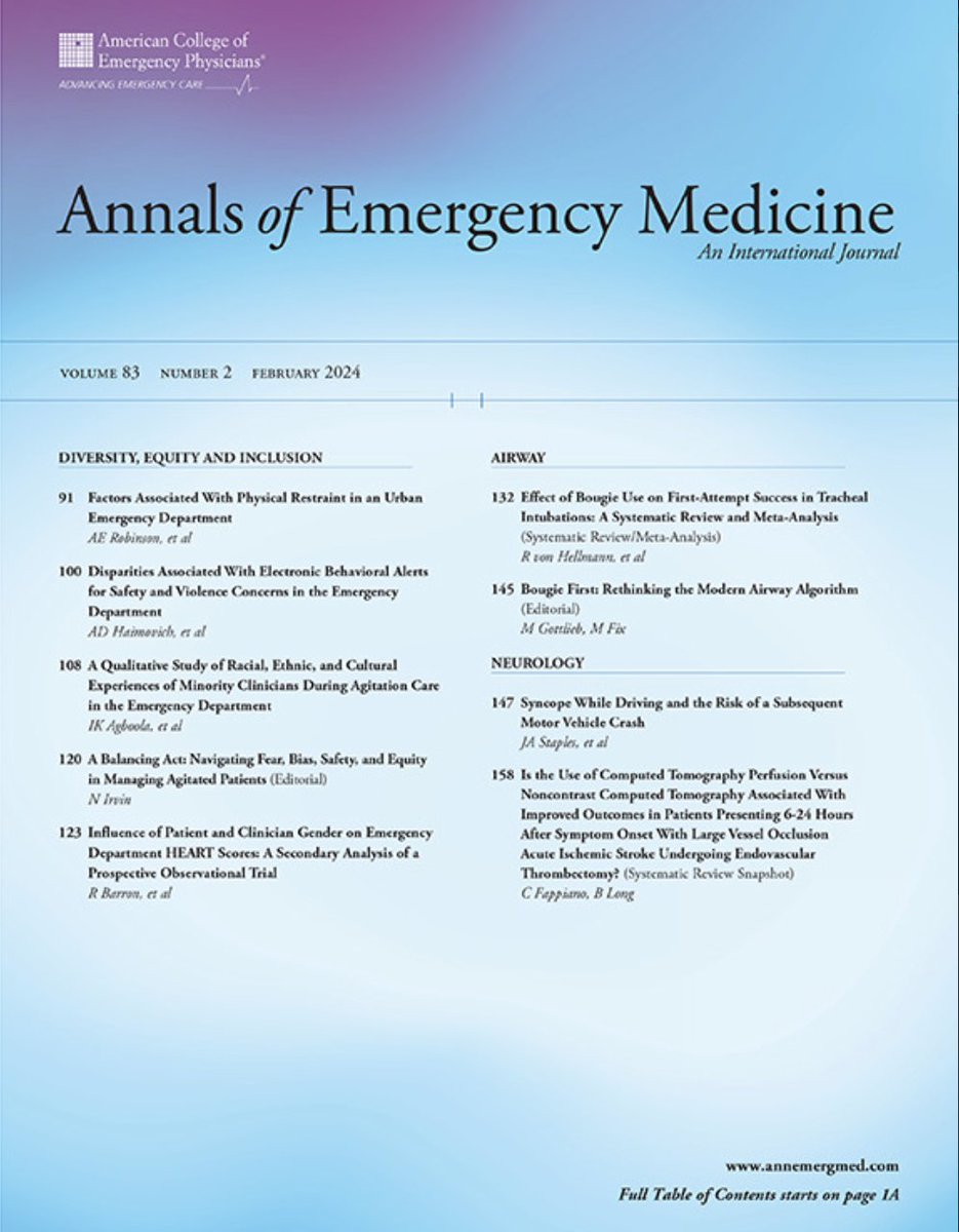 Trying to catch up on what's new in emergency medicine? Listen to the spoonfed February issue on Spotify or wherever you listen to podcasts soundcloud.com/annalsofem (or read it here: annemergmed.com/issue/S0196-06… ) @EMNerd_ @emlitofnote