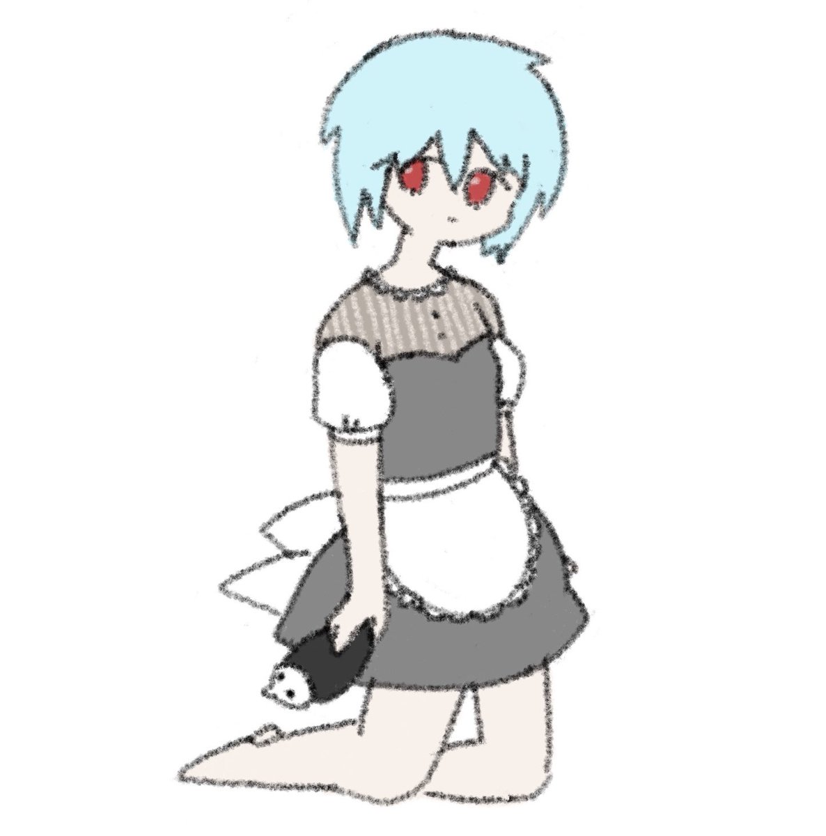ayanami rei 1girl solo looking at viewer short hair simple background white background red eyes  illustration images