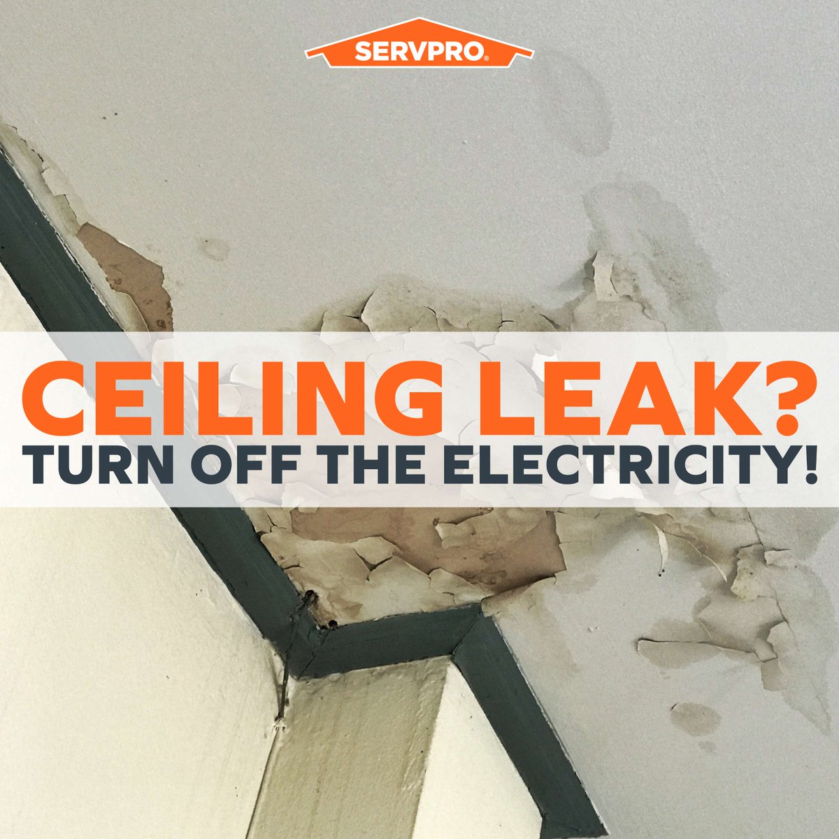 Home floods that cause drips from the ceilings can cause electrical problems. Make sure to turn off the electricity to avoid shocks or fires.