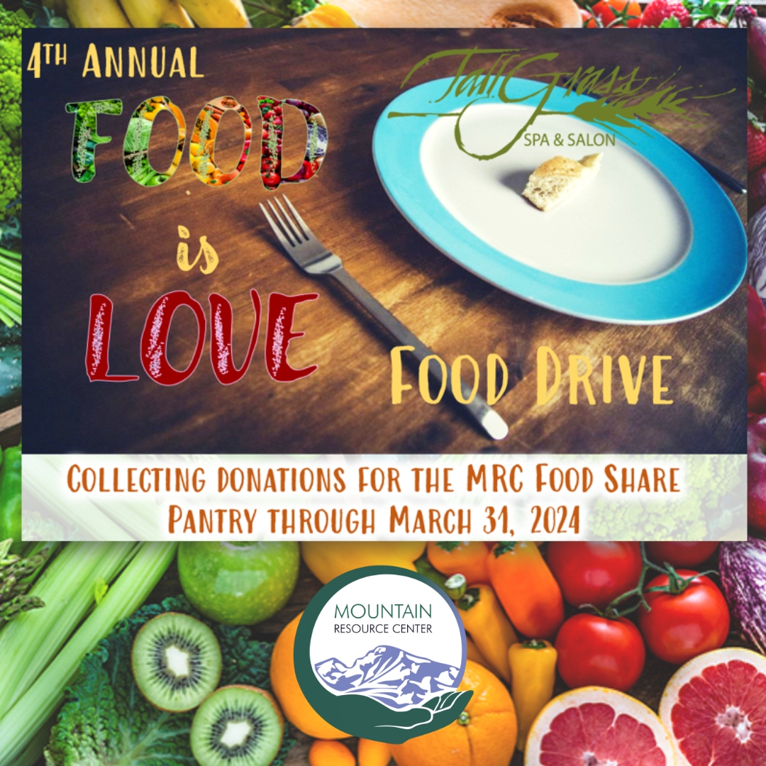 MtnResourceCtr's tweet photo. 🌟 Let's extend a huge THANK YOU to TallGrass Aveda Spa and Salon for their unwavering support of our agency! 🌟

Their 4th annual Food is Love Food Drive is in full swing, benefitting MRC's Food Share Market. With your generous donations, we can make a meaningful impact. https://t.co/iS3FBOPKvN