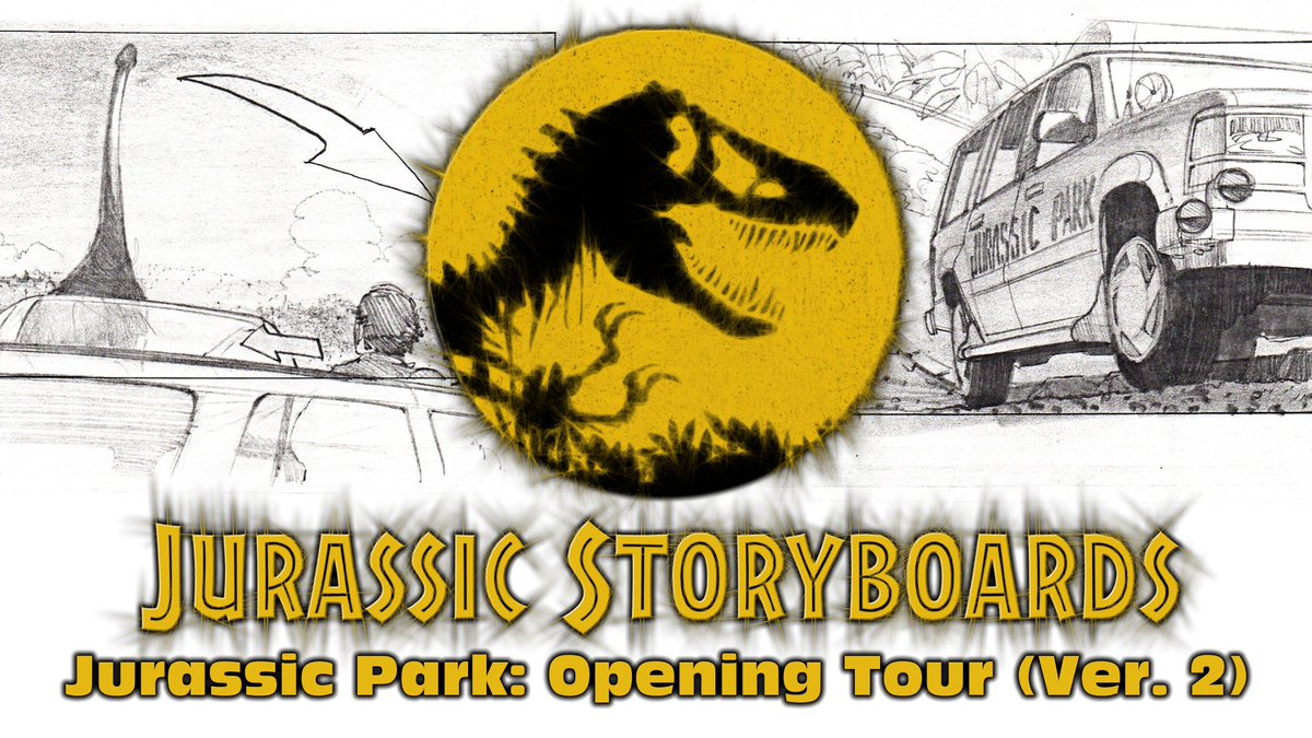 JurassicMemoirs's tweet photo. Watch #JurassicStoryboards - #JurassicPark: Opening Tour (Version 2). Features guests being opening the car's bubble-roof to get a closer look at a Brachiosaur! This shorter ver. features alternate shots, + the park's gates and hadrosaurs in the distance. https://t.co/d0m9YLVRCF https://t.co/UX7lzEPA8l