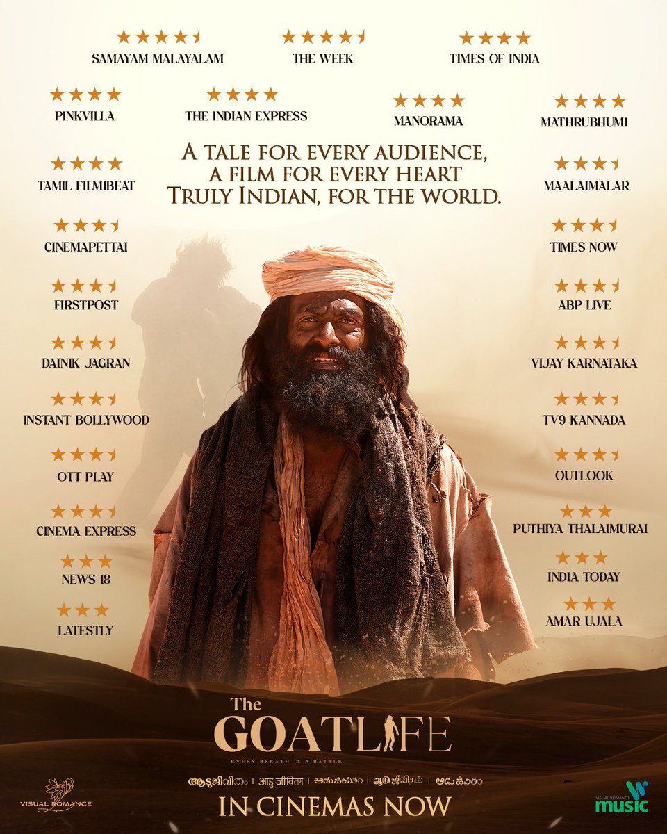 Only one voice echoing across the nation! Watch #TheGoatLife now in theatres near you. #Aadujeevitham #TheGoatLife #TheGoatLifeInCinema @PrithviOfficial