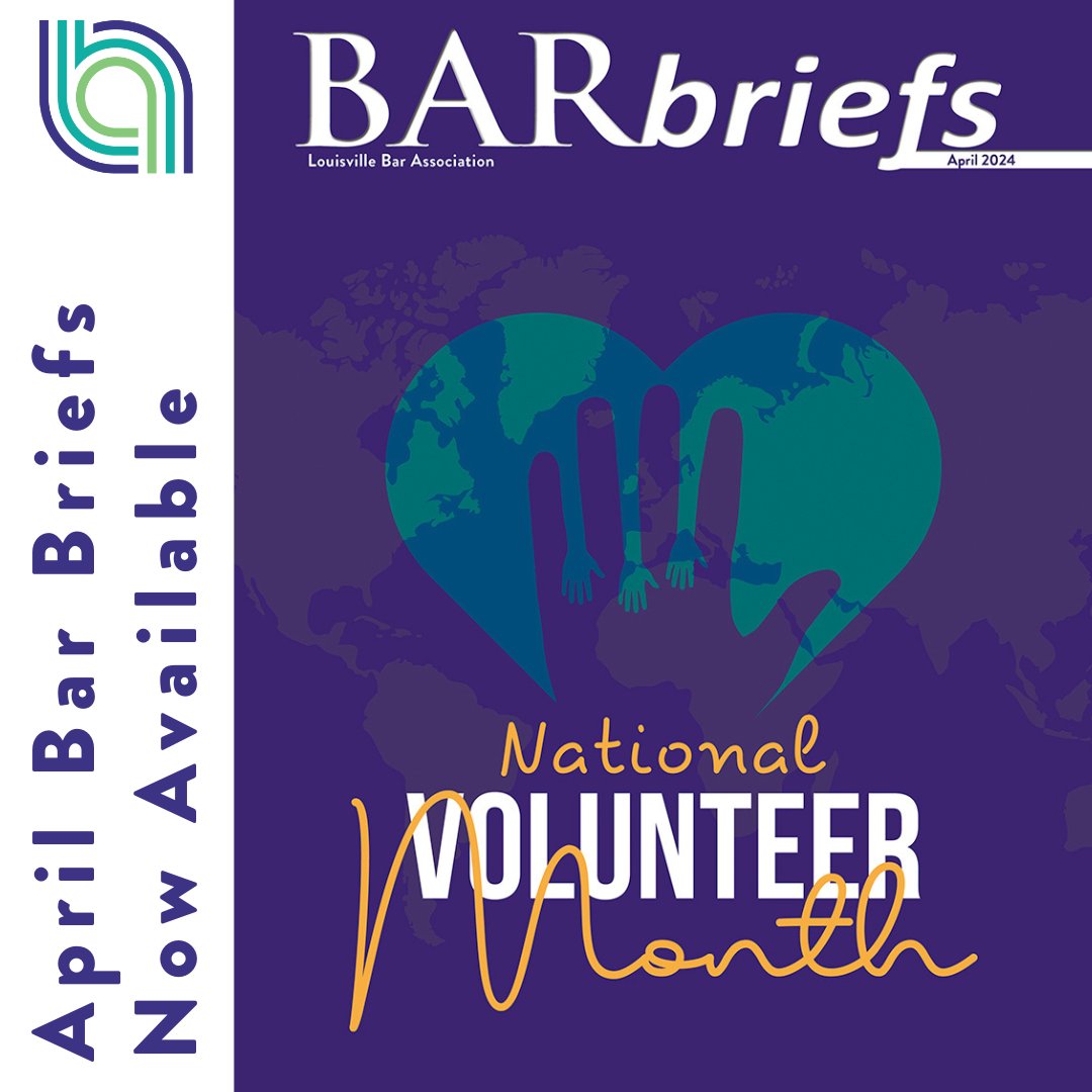 📢 The April issue of Bar Briefs is here!

📰 In this month's issue we celebrate #NationalVolunteerMonth, reflect on a Louisville legal legacy and take a deeper dive into dog bite laws in Kentucky.

🔗Read the latest issue now: bit.ly/3UKJiVU.

#Law #Community #Education
