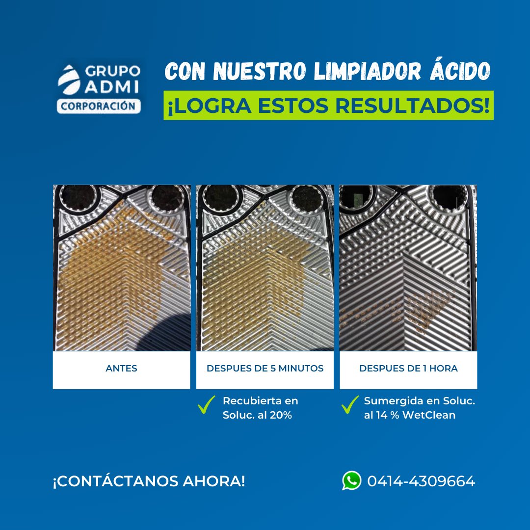 grupoadmicorp's tweet image. Nuestro Limpiador desincrustante fuertemente ácido formulado por una mezcla sinérgica de ácidos.

Contáctanos para más información 📲0414-4309664 o al 0424-4981729.

#GrupoADMI #materiaprima #industrias #insumosquimicos #Maracay #Carabobo #ProductosQuimicos #Limpiador #acido