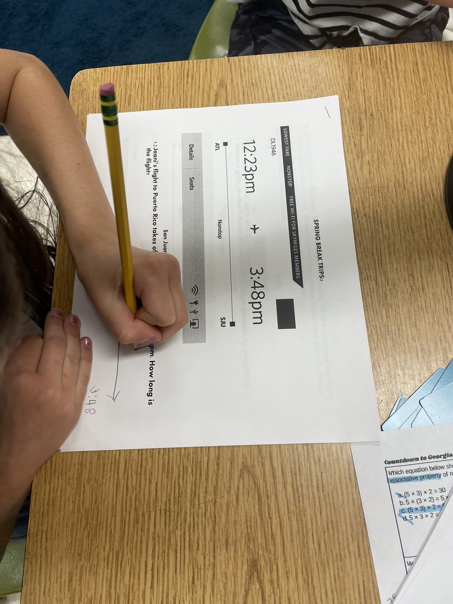 With Spring Break on our minds, we did a little review on elapsed time. Nothing better than using our actual destinations to solve math problems. Even threw in time changes because that’s real life✈️