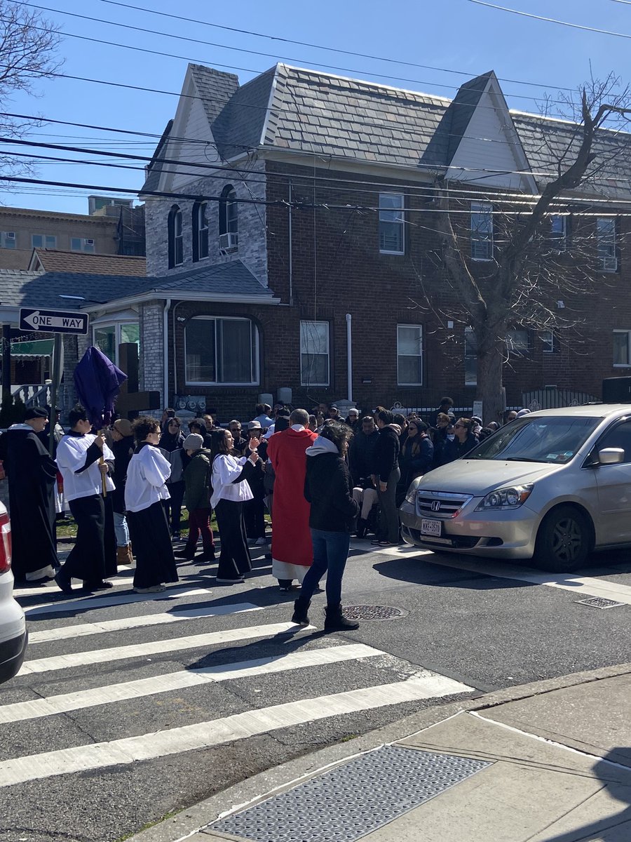 Our officers are out today at multiple religious institutions keeping the precincts #GoodFriday worshipers safe during their procession. #neighborhoodpolicing #NYPDconnecting