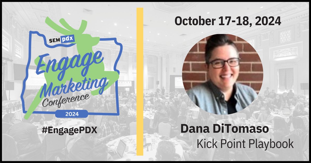#EngagePDX Speaker Highlight: We're excited to announce that @danaditomaso, President & Partner @kickpointinc, will be speaking at our Engage Conference this year! See the full list of speakers on our site & register now at the Early Bird tix price! bit.ly/EngageConferen…