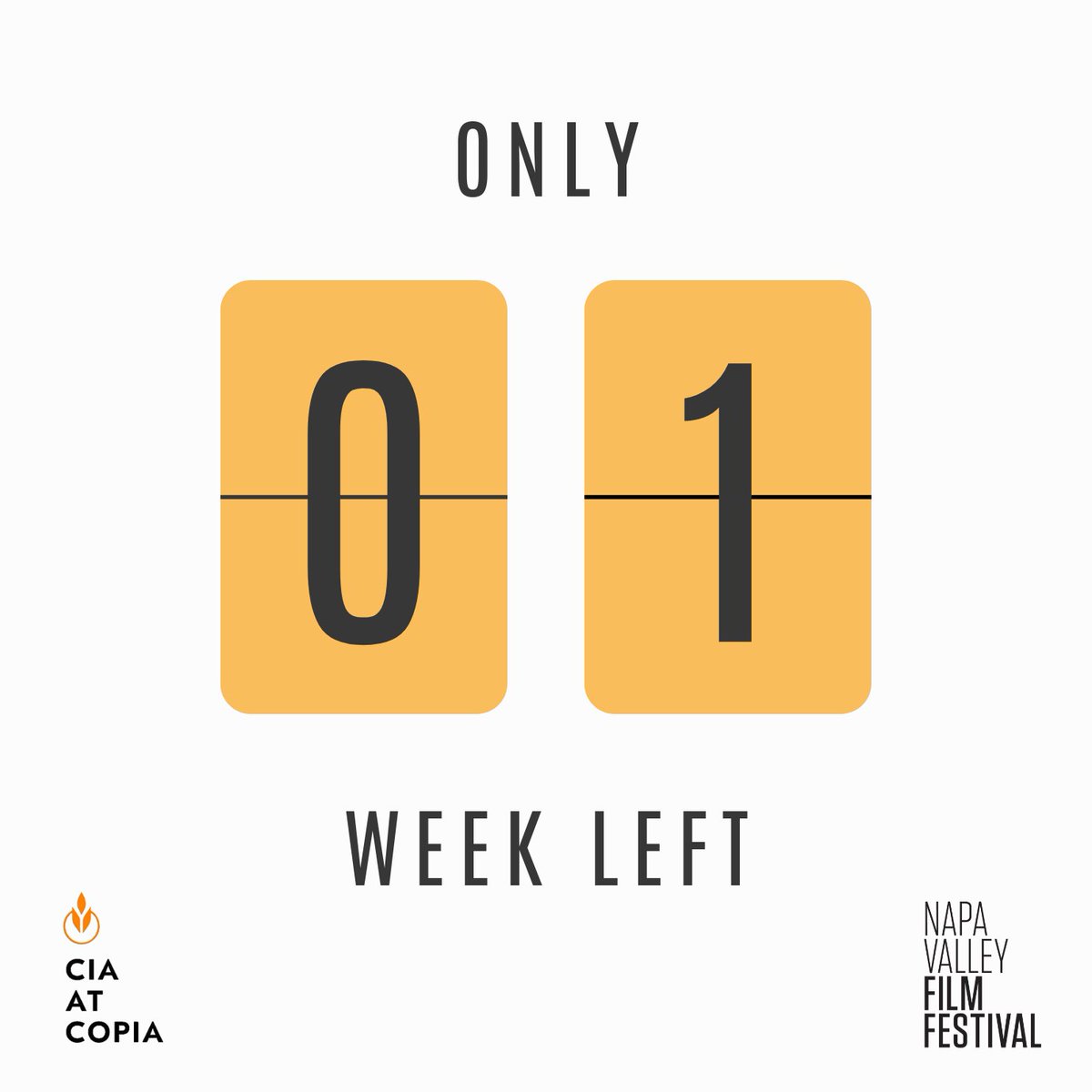 One week left! Let the countdown begin to #ASaluteToCulinaryCinema. What movie (and meal) are you most excited for?

This weekend is your LAST CHANCE to purchase discounted all-access passes (now on sale for $550) -- click here to get them while you can: tinyurl.com/2cx4xs4c