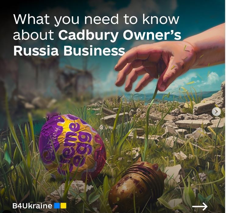 no eggs in this house @MDLZ 
#Cadbury parent company, #MondelezInternational, continues to do business in Russia, running 3 factories and paying taxes to Russia’s militarized budget. 
#ExitRussia #StopFundingTheWar #Easter