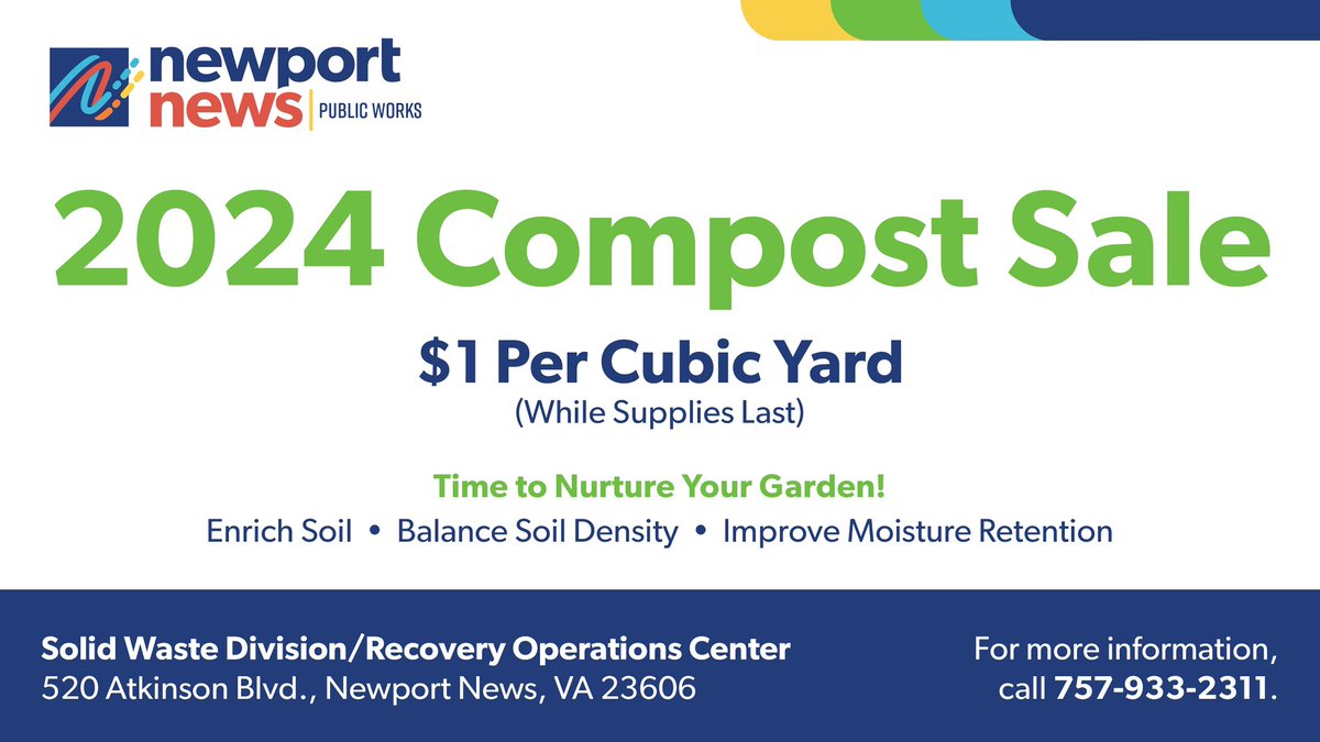 Compost Sale!! 🧑‍🌾 Visit nnva.gov/961/product-pr… for more details. #newportnews