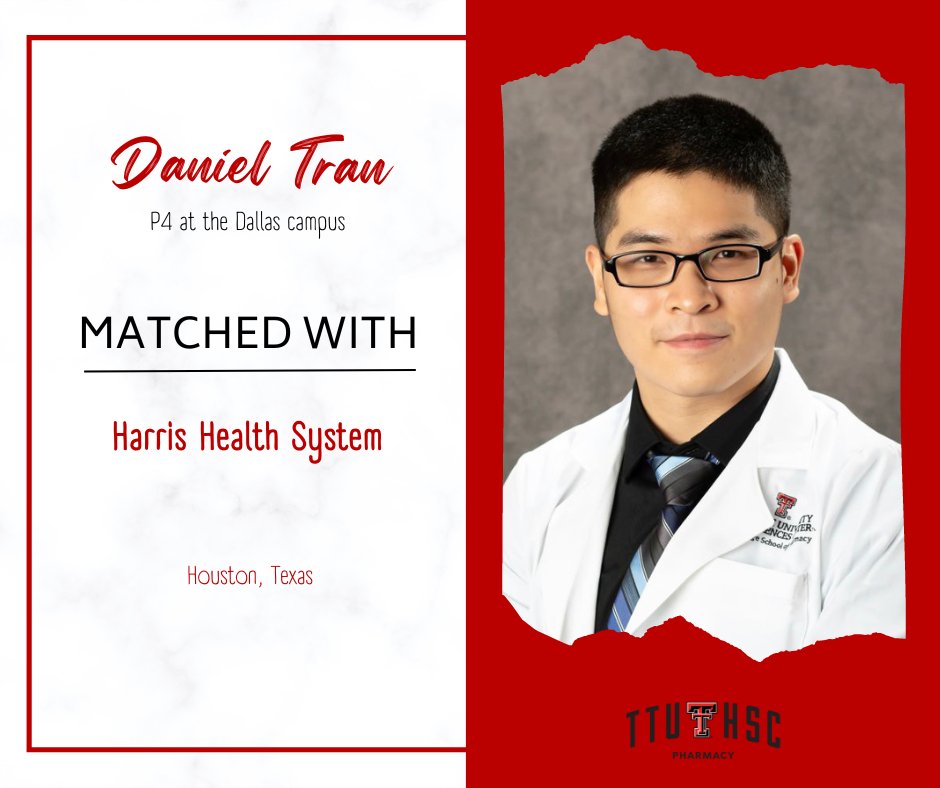 'Harris Health System is the healthcare system for the nation's 3rd most populous county. With this opportunity, I can see more, do more, and learn more than I ever thought possible throughout my PGY1 career.' -Daniel Tran on successfully matching on #PharmacyMatchDay.