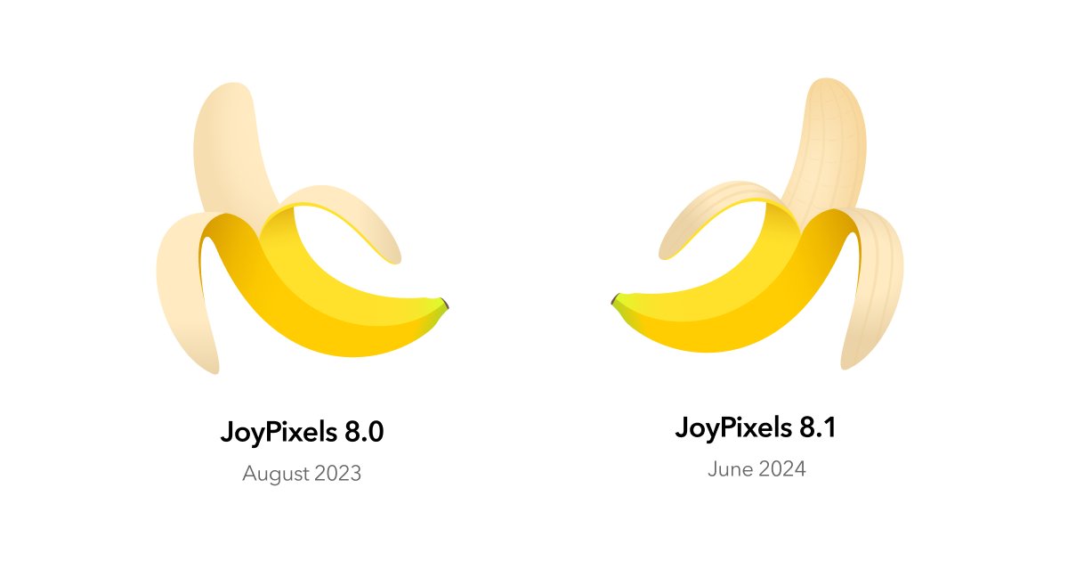 🎵 This update is BANANAS, B-A-N-A... you get it 😉 New Banana emoji, coming in JoyPixels 8.1 🍌