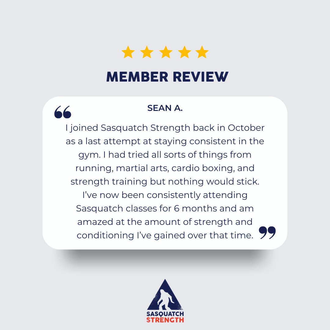 We love our members! See you in the gym! 
.
.
. 
#memberspotlight #membertestimonials #community #weloveourmembers #sasquatchstrong #sasquatchcommunity #sasquatchstrength #greatprogramming #mobility #workout #fitness #motivation #gym #fitspo