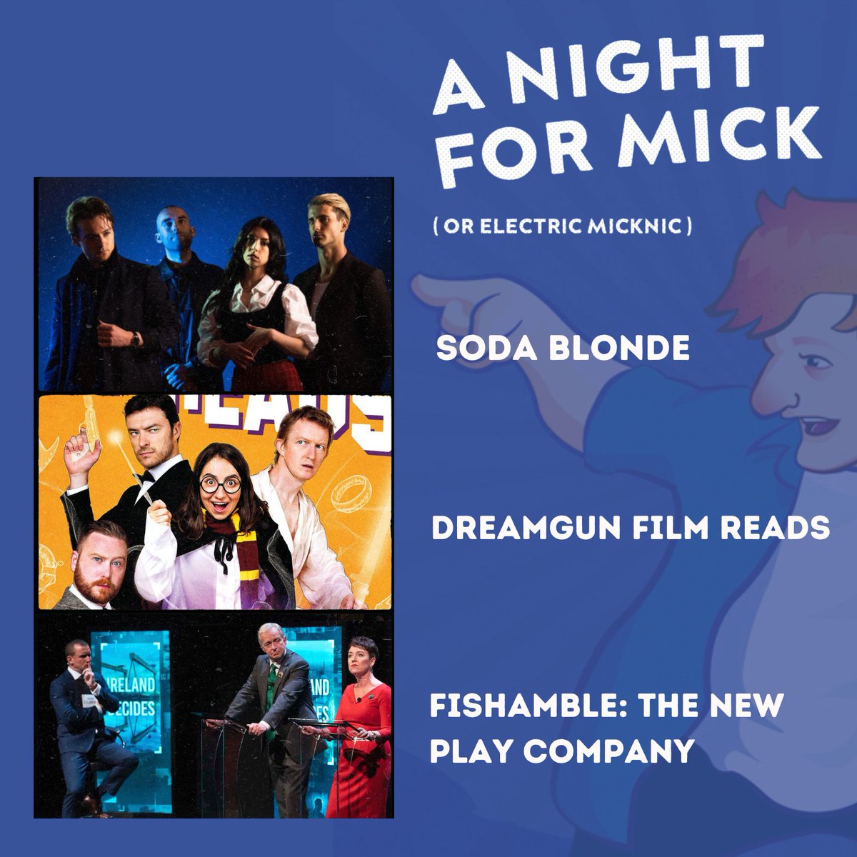 The first of many amazing acts performing at #ANightForMick in @smockalley on April 14th! Tickets are flying out the door- book now to avoid bitter, soul-crushing disappointment. smockalley.com/a-night-for-mi… @sodablonde @dreamgunandsons @Fishamble