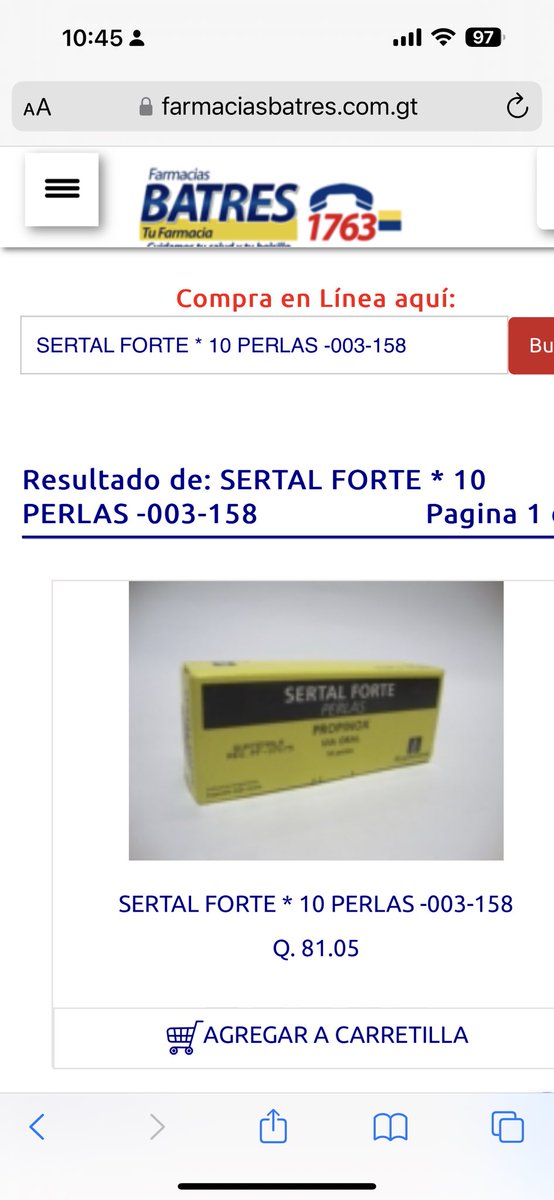 Por esto las farmacéuticas no quieren la Ley de Competencia 

Medicamento: Sertal Compuesto blíster de 10 

FarmaValue: Q.46.90
Galeno: Q.86.15
Cruz Verde:  Q.86.19 
Batres: Q.81.05 

El pacto de las farmacias existe, productoras y distribuidores tienen acuerdos para manejar los