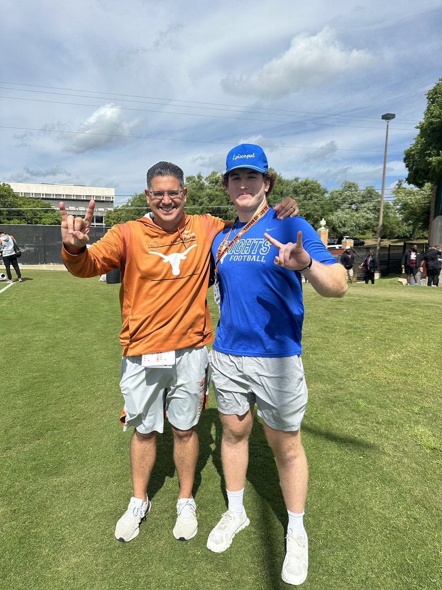 Thank you @TexasFootball for an amazing spring practice visit today!! Appreciate @CoachJCros and @CoachJeffBanks for the invite!! Enjoyed learning about the program!! Look forward to being back soon!! #HookEm 🤘 @CoachSark @TexasRecruiting
