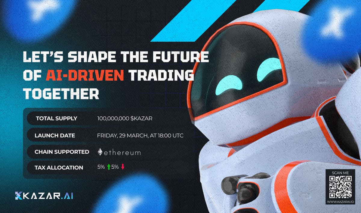💠WELCOME TO KAZAR AI: ONE HOUR TO GO !

❓WHAT IS KAZAR AI ? 

 💎 KAZAR AI is a cryptocurrency trading platform that uses advanced artificial intelligence to offer automated trading bots, comprehensive market analysis, and a variety of trading tools to assist users in making
