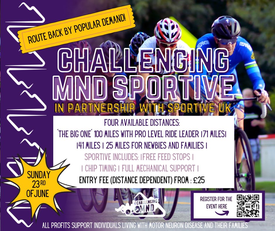 ⚡️The early bird March offer is nearly over! ⚡️The Challenging MND Sportive, in partnership with @sportive_uk , starts at the Brentwood Centre on Sunday the 23rd of June. Don´t miss out on your early bird discount! ➡ riderhq.com/events/p/f5on1… #mnd #cycle #bikerides #challenge