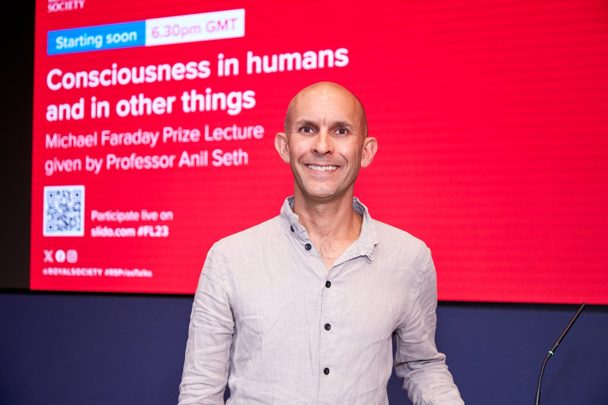 1/ It was an enormous honour and delight to give the 2024 @royalsociety Michael Faraday Prize Lecture this week, on the topic of 'Consciousness in humans and in other things' .@SussexUni @CIFAR_News. You can (re)watch it here: royalsociety.org/science-events…