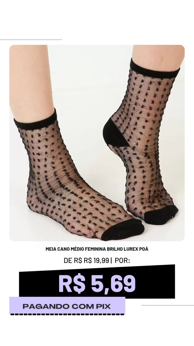 blogdoerick_'s tweet photo. #OFERTA: Meia Cano Médio Feminina Brilho Lurex Poá

🔥 R$: 5,99 ou R$: 5,69 no PIX

🛍️ PEGAR PROMOÇÃO: https://t.co/UIFeEu1ks4 https://t.co/QqJe2bN8YW