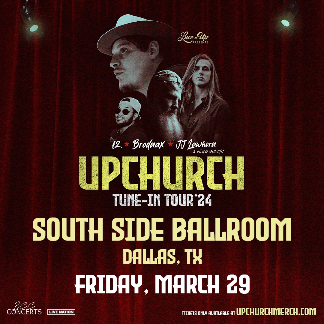 TONIGHT: The Tune-In Tour ‘24 with Upchurch, Broadnax & T2 at South Side Ballroom! 🦅⚔️ See you at the show! Doors: 7pm Show: 8pm 🎫🎫: bit.ly/3OiifzO