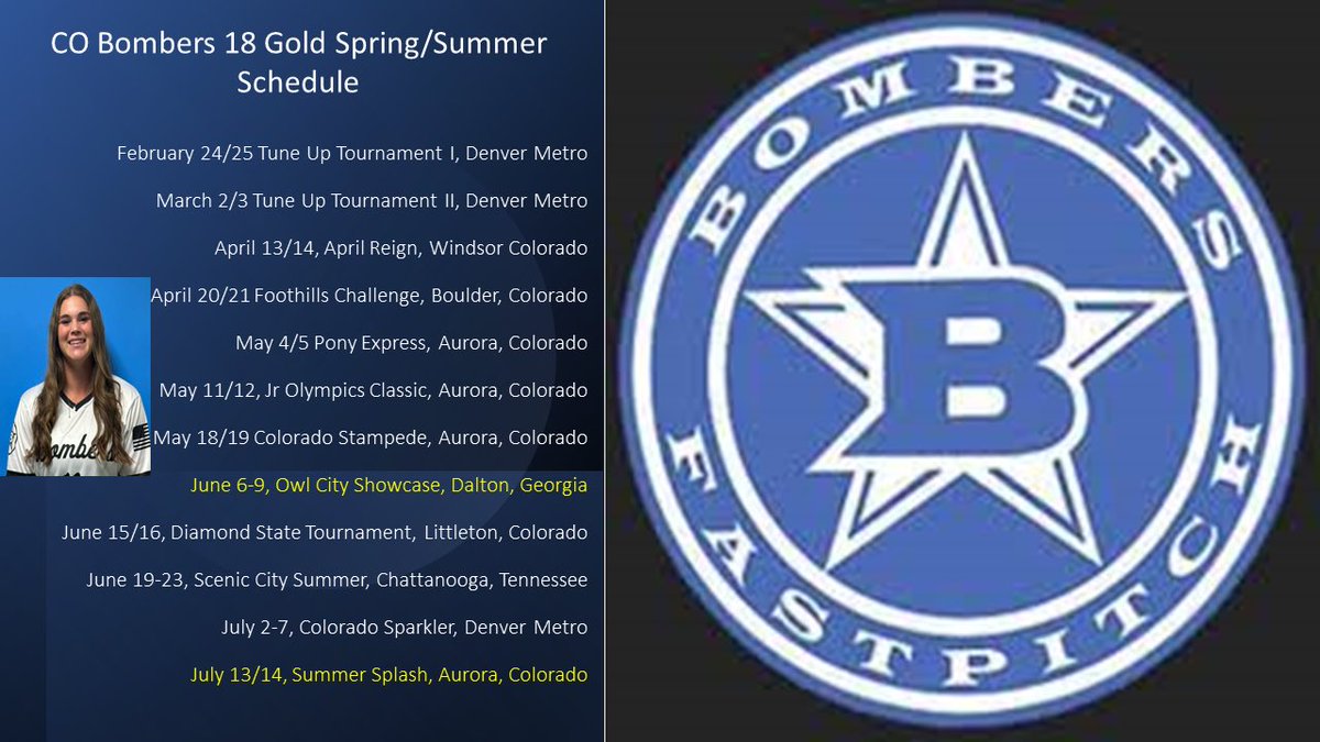 I’ve highlighted a couple changes to our schedule this Summer. Looking forward to a great season!