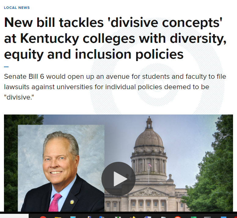 Imagine living in a state where the super majority in the Legislature starts out the annual session campaigning to remove DEI from schools & then ends it by engraining DEI into the K-12 civics curriculum & continuing to fund DEI in our Colleges & Universities. #kyga24