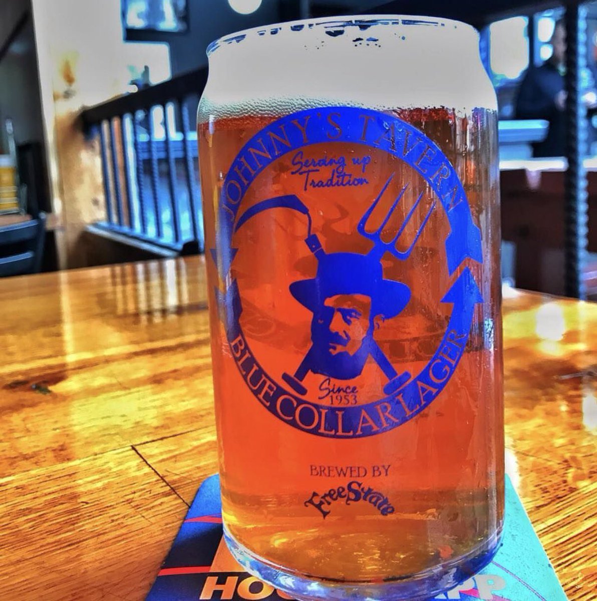 Blue Collar type of weekend! This lager is smooth, crisp, and brewed for Johnny’s by our friends @FreeStateBeer — available at all 13 locations 🍻