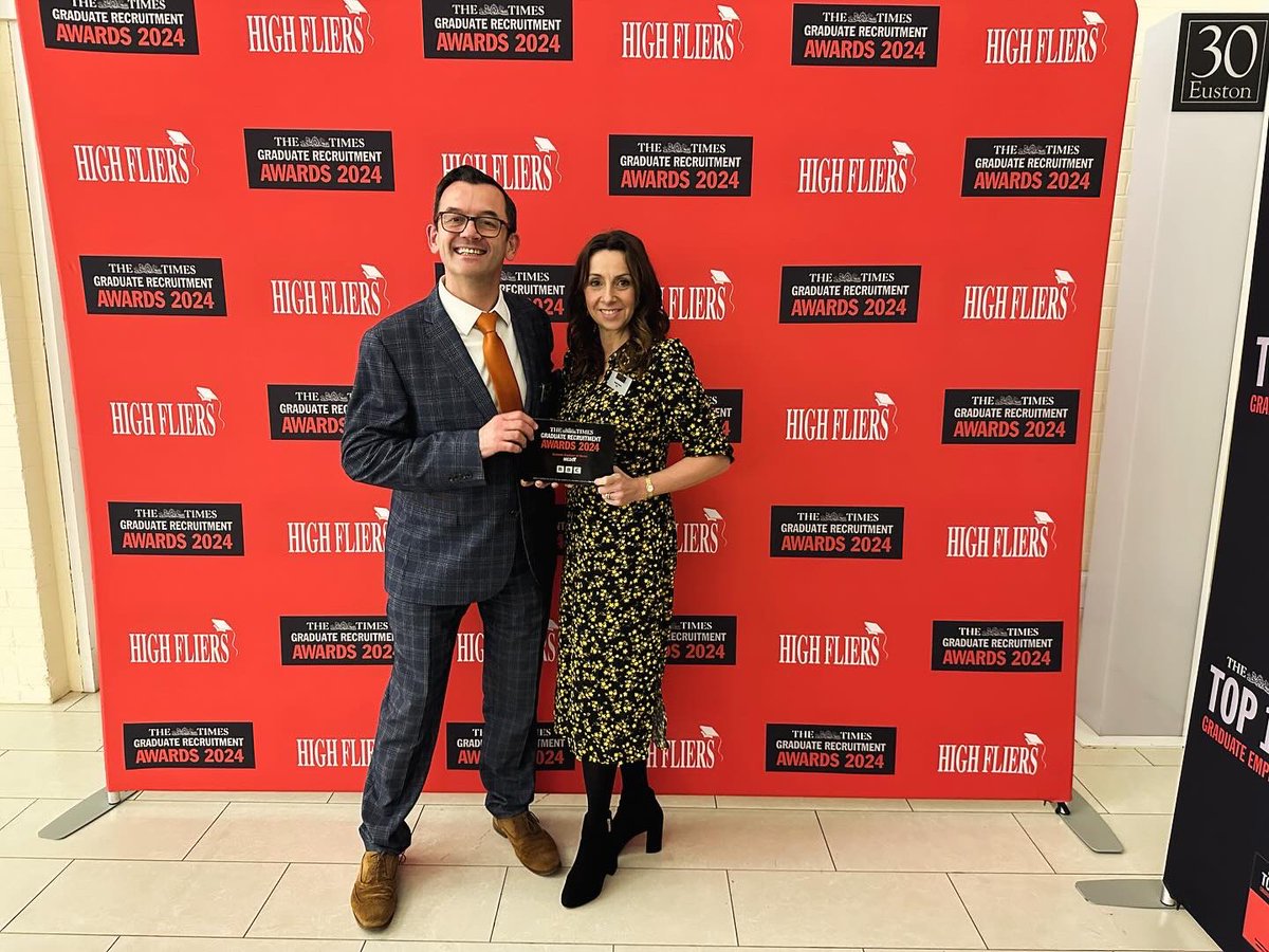 careermakeover's tweet photo. We won! So exciting to be at Friday evening’s The Times Graduate Recruitment Awards 2024. The BBC was named Top Media Graduate Employer for the 26th year running. We also came 5th in the Top 100 Graduate Employers in the UK - this is a move up from 7th last year 🥇@BBCGetIn https://t.co/h990fJwa0n